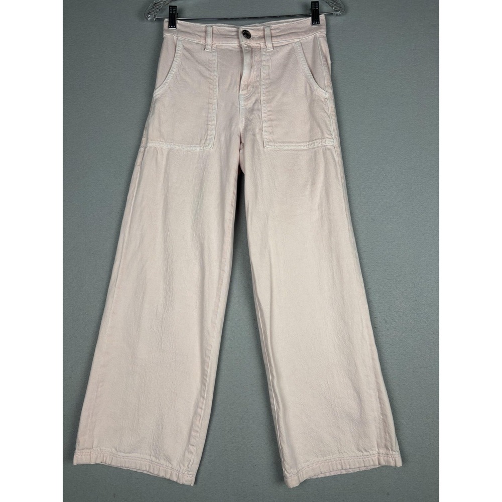 American Eagle Outfitters Pants Womens 00 Pink Wide Leg Cropped Denim Utility